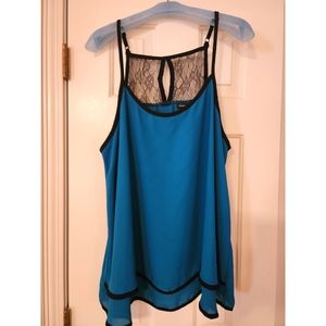 Torrid Size 1 (14/16) Blue Lace Back Cami